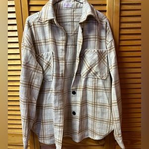 Cream Plaid Shacket
